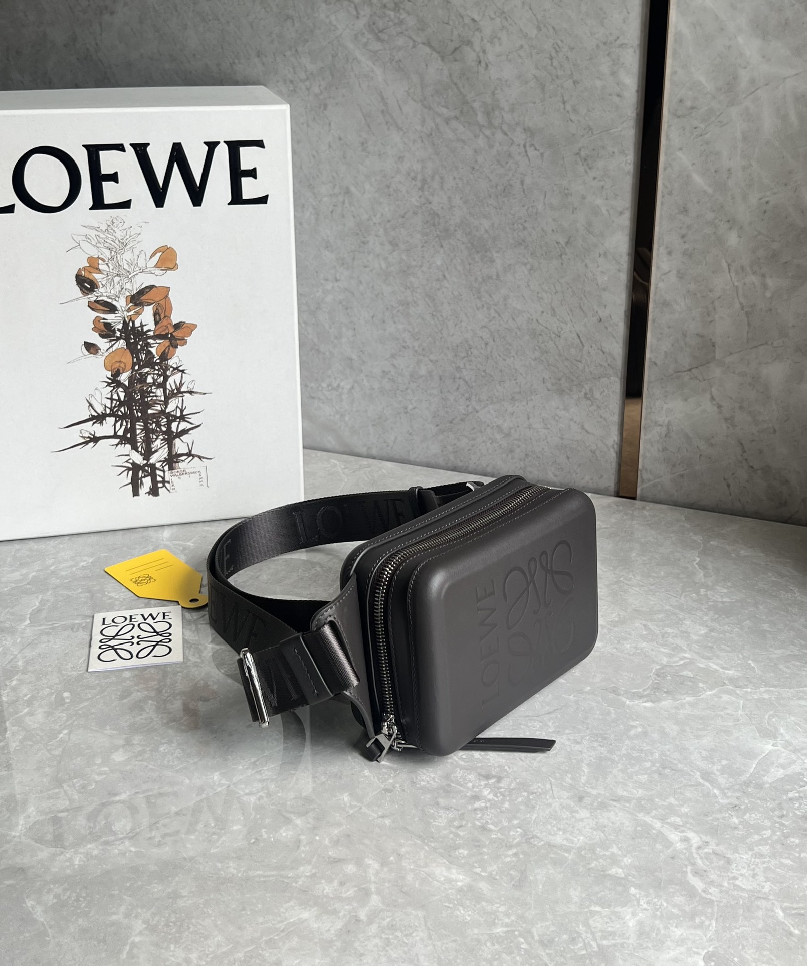 Loewe Molded Sling in Smooth Calfskin Dark Grey